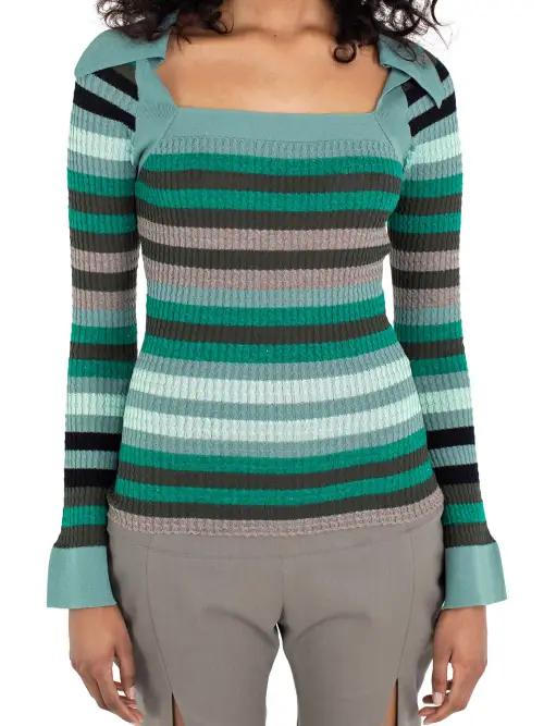 STRIPED ESMERALDA KNIT TOP - ABSINTHE