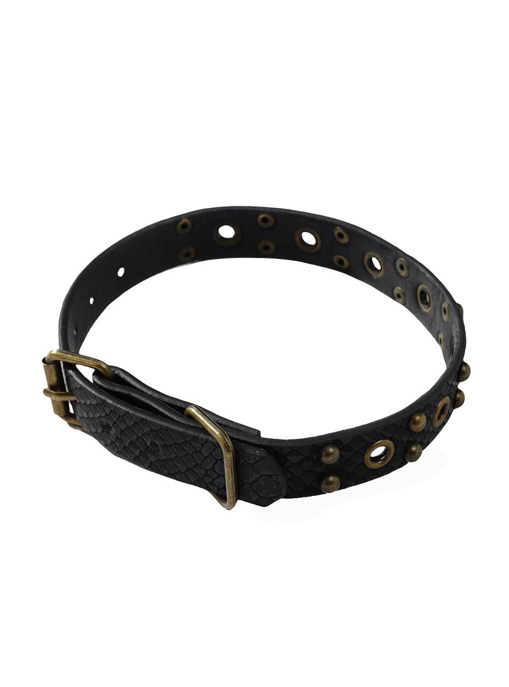 Snake Edge Eyelet Leather Choker