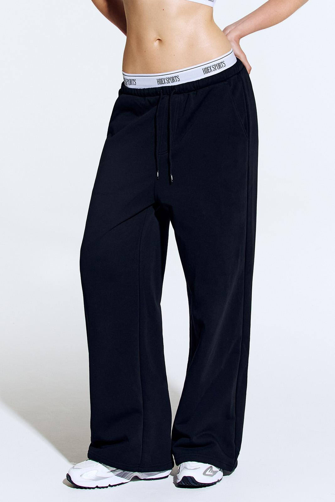 밴딩 리트릿 더블 레이어 스웨트 팬츠 (Black)