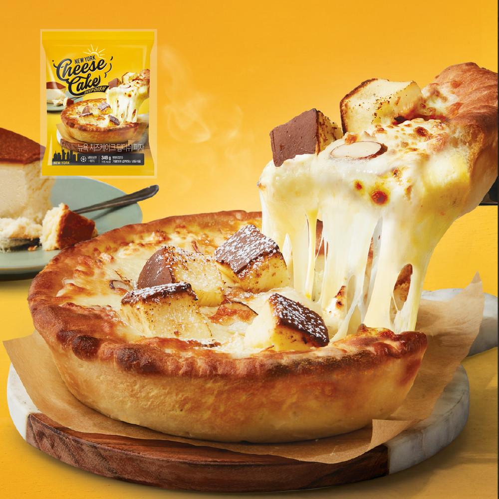 애슐리 뉴욕 치즈케이크 딥디쉬 피자 (1판) 리얼치즈 에어프라이어 전자레인지 냉동피자