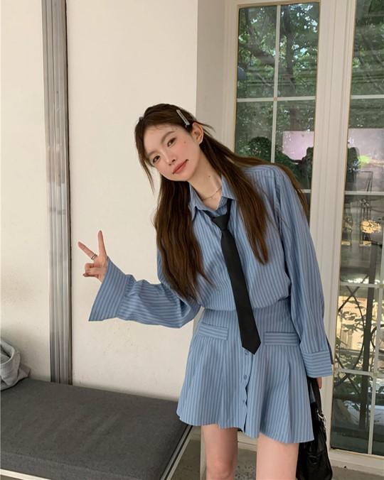 [당일출고] [Jane] 제인 셔츠원피스 타이 셋업 / 1Color