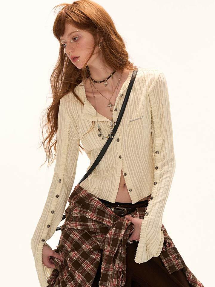 [MAMC] Stripe Knit Button Cardigan