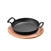 라바 주물 양수 원형 디쉬 팬(H) 블랙 20cm 나무받침 포함