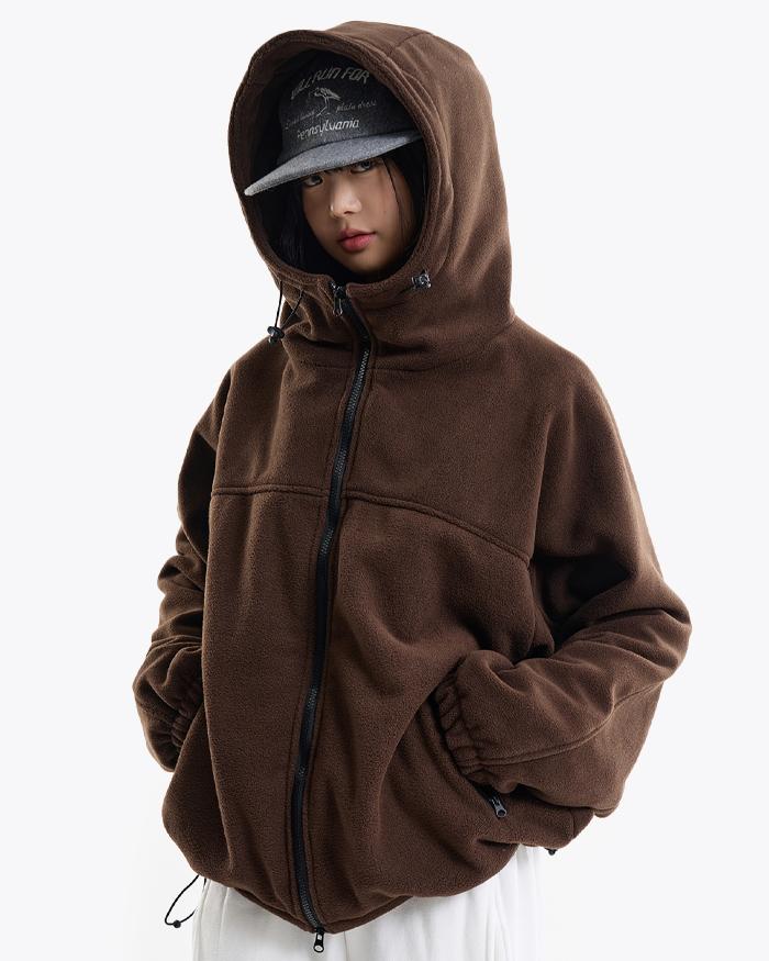 베어 플리스 봄버 후드 점퍼
