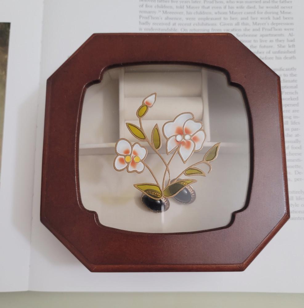 [중고]빈티지 원목 우드 보석함 스테인 글라스 쥬얼리 박스