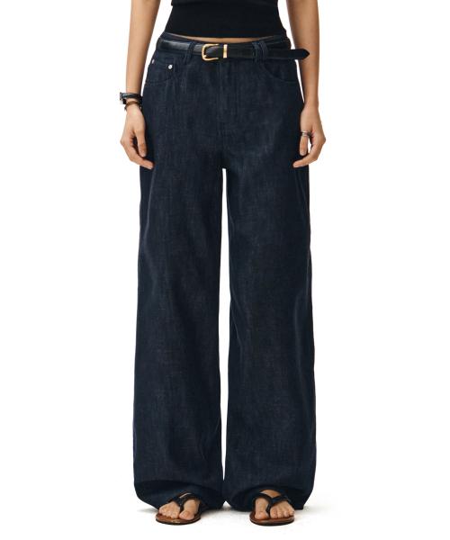 [린넨라이크]Linen Like Wide Jeans DCWPT028CPINDIGO