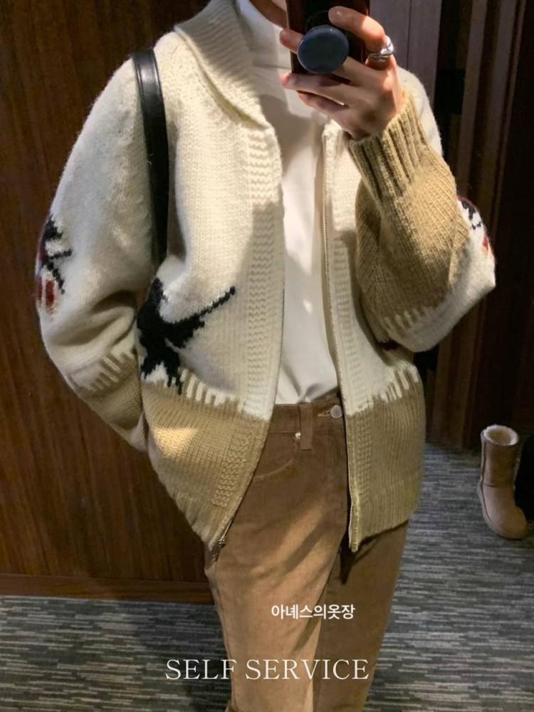 셀프서비스 핸드 카라넥 니트 점퍼