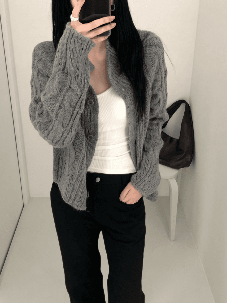 Lind cable knit cardigan (2colors)