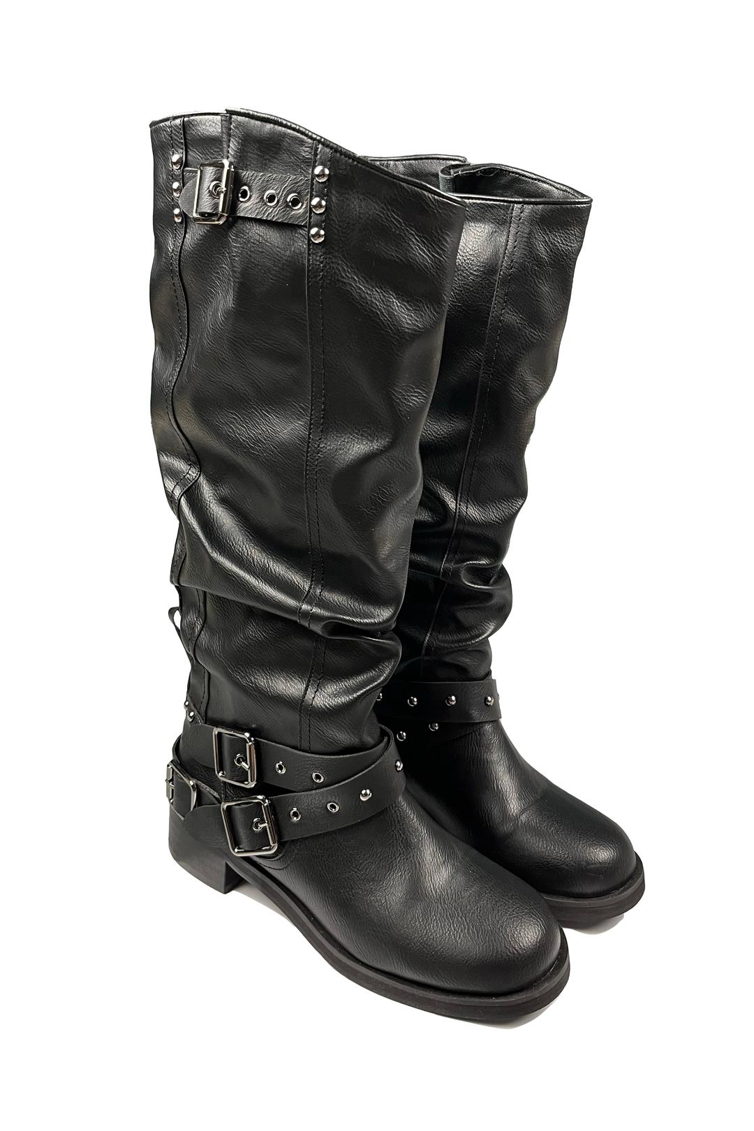 Biker buckle boots