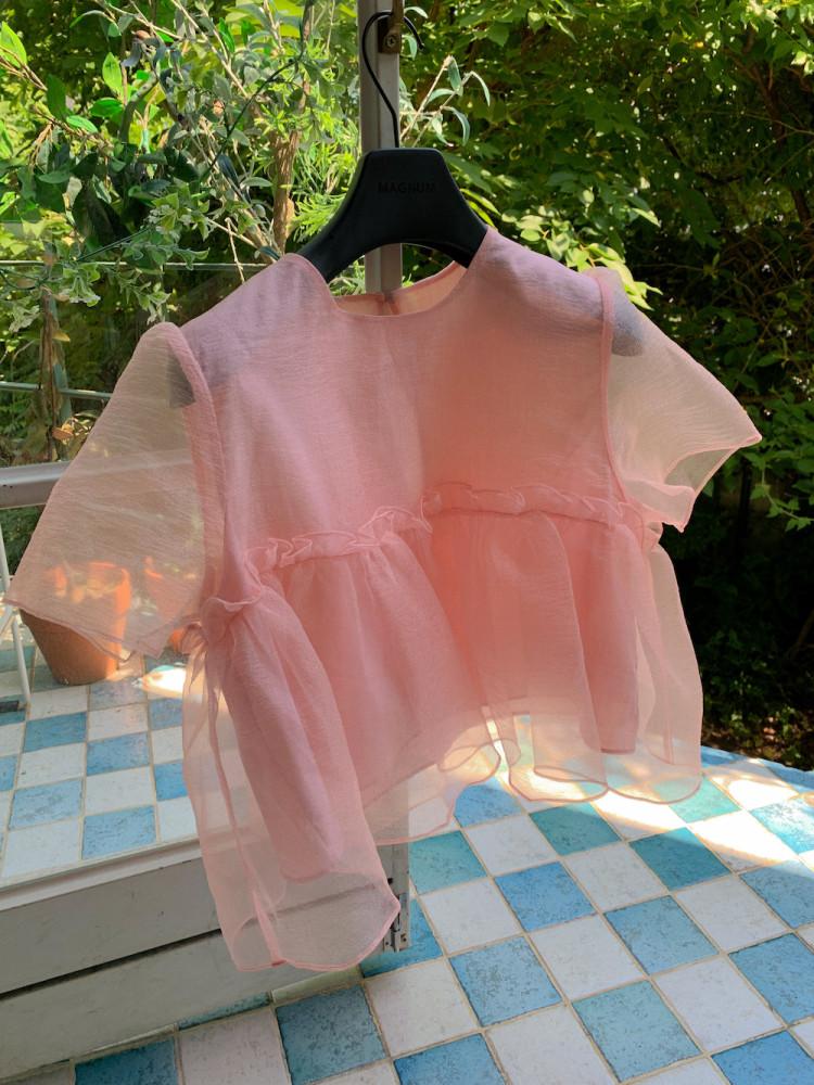 오간자 블라우스 2color