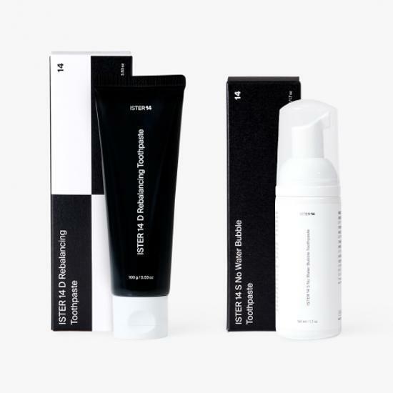 [칫솔증정] 이스터14 D 리밸런싱 치약 100g + 노워터 버블 치약 50ml 세트