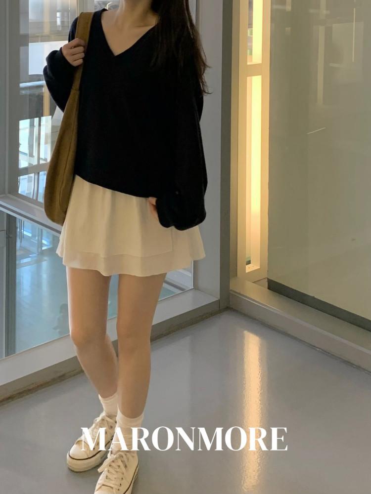 청순 화이트 랩 스커트