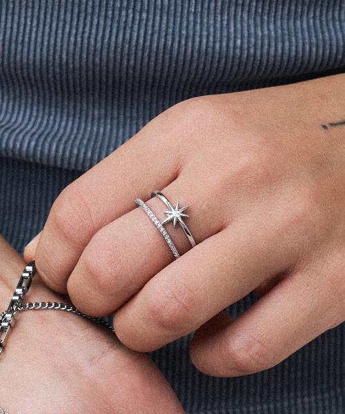 RS011 Two Line Starry Open Ring