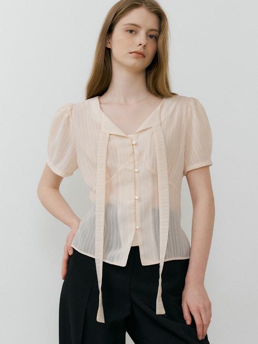 comos 1482 tie-line button blouse (peach)