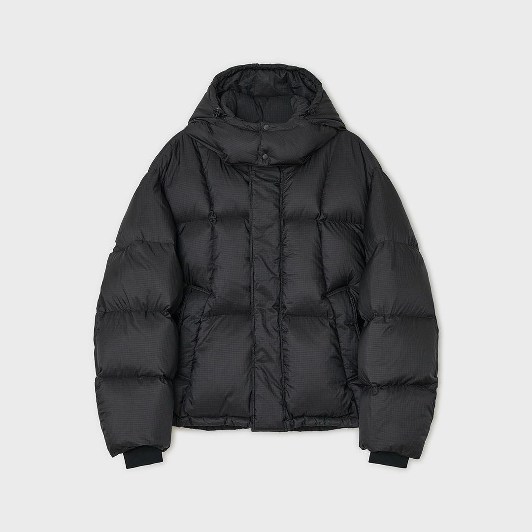크로스 라인 후디드 구스 다운 - 립스탑 블랙