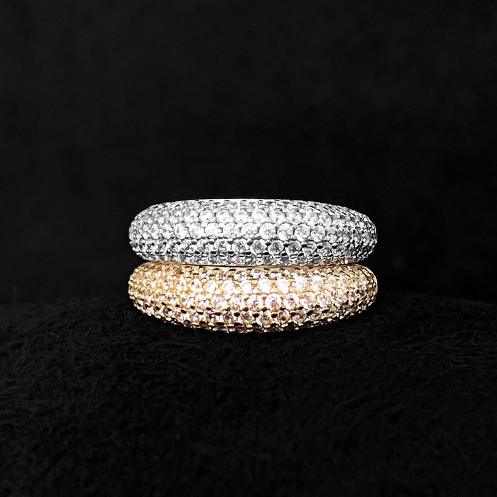 [위프레리] 2컬러 실버 5A 뉴 파베 밴드 링, Silver 5A New Pave Band Ring