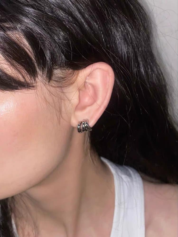 925silver Mini three rings earring / 925실버 미니 쓰리링 귀걸이