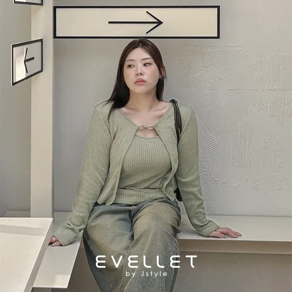 [제작/빅사이즈]이블렛 리버노 버클 나시 가디건 SET 제이스타일