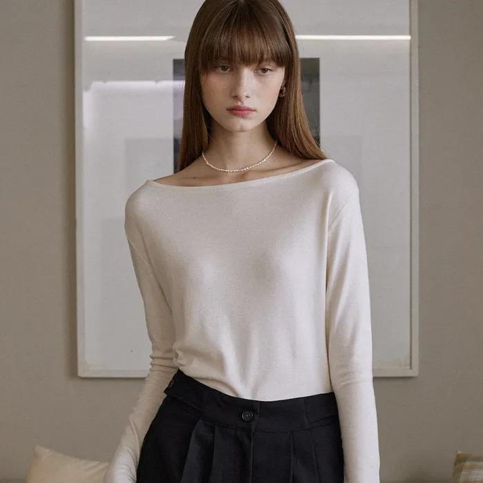 Daily boat neck tee - ivory