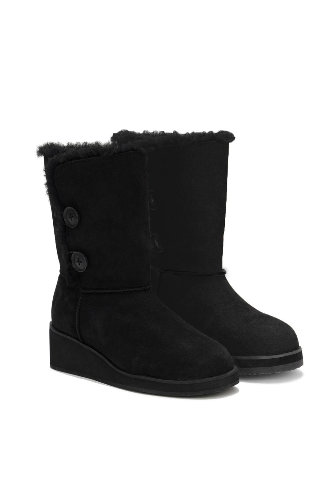 FUR BUTTON BOOTS IN BLACK