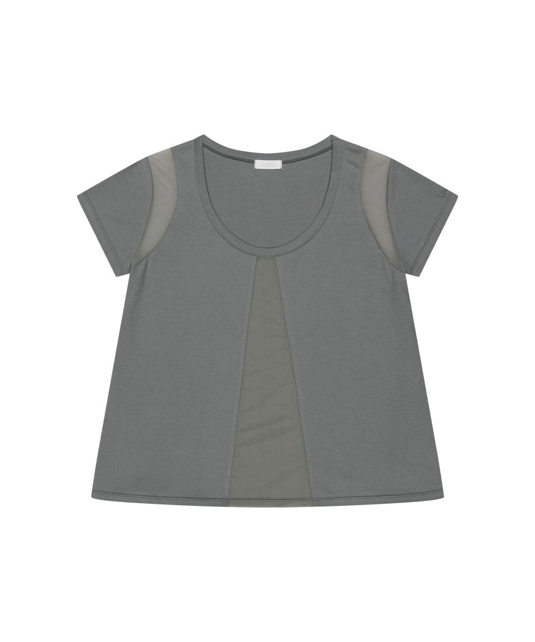 Sheer Panel Flare Tee / Grey