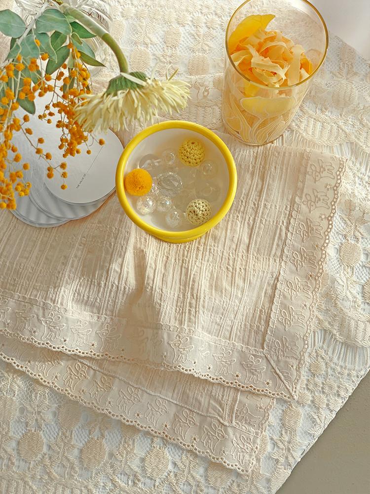 ★단종예정★ 디어유 레이스 테이블클로스 미니 테이블보 무니무니 밤비 아이보리 자체제작 체크 패턴 감성 테이블매트 식탁매트 홈카페 다용도커버