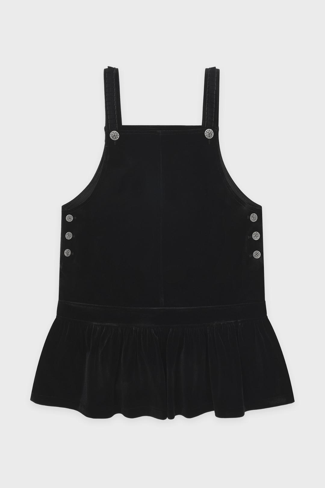Vintage Rose Velvet Overall Skirt (Black)