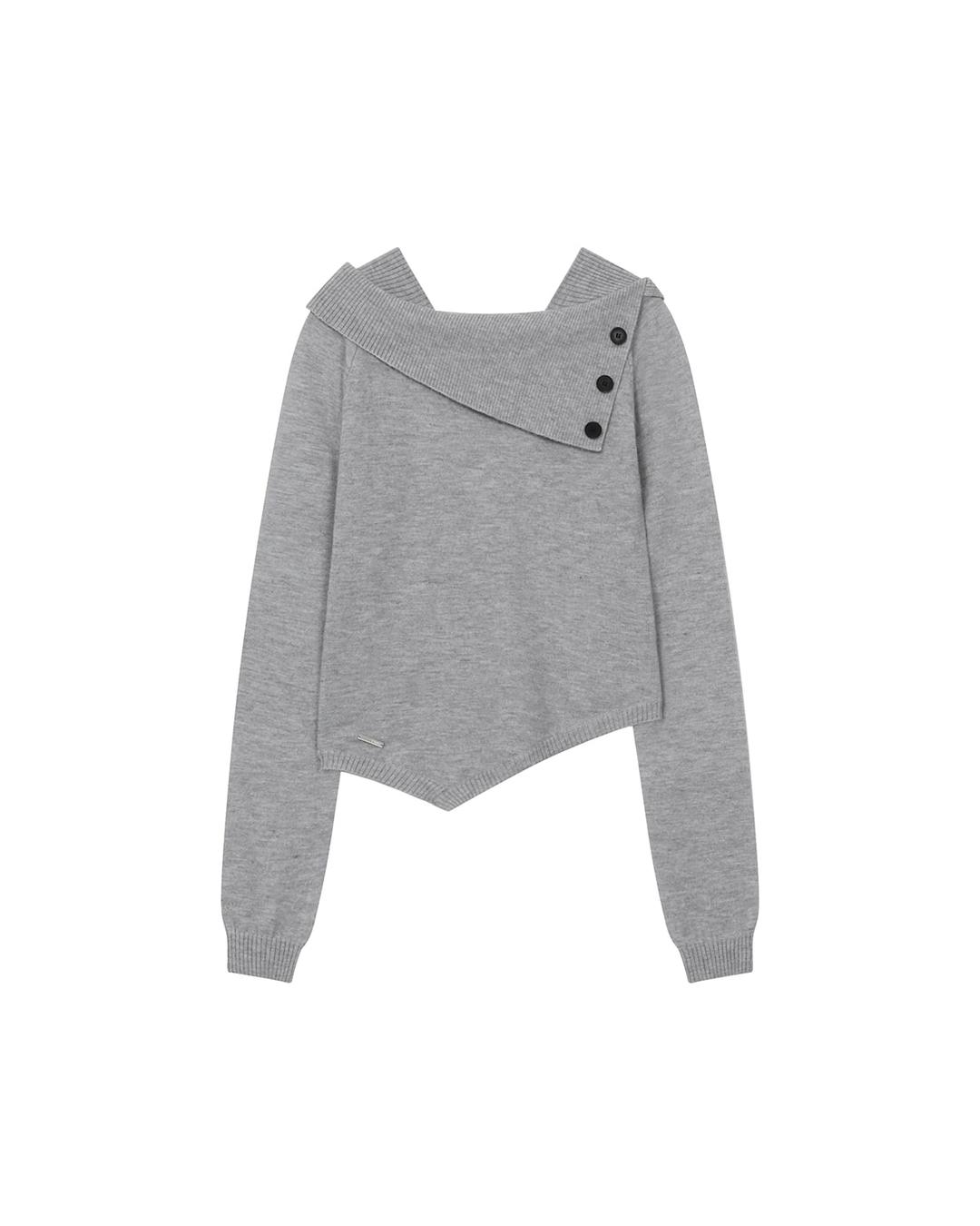 [1/27 release] Oblique line button knit LIGHT GREY