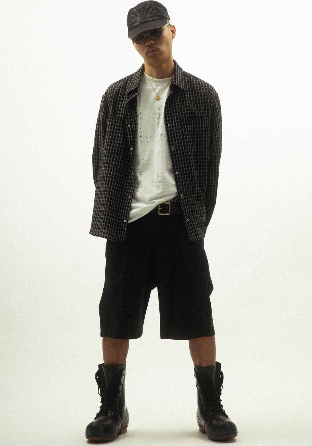 Back Logo Check Shirts [ Black ]