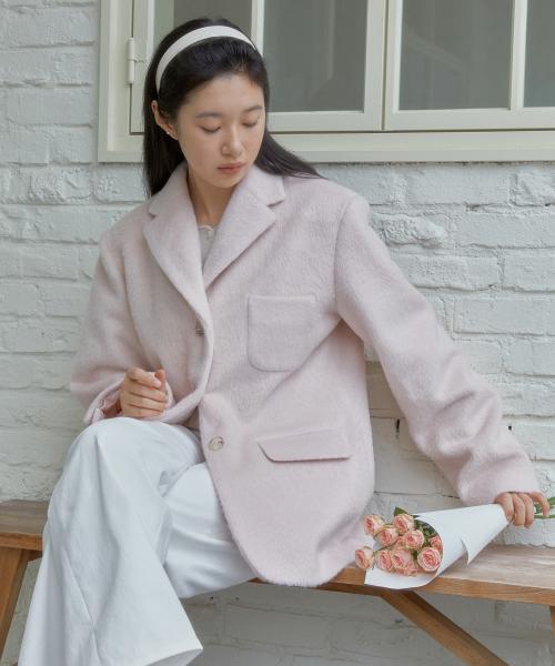HAIRY WOOL JACKET (LIGHT PINK)