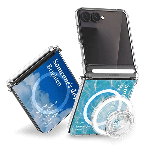 [TC] 오토 힌지 마그네틱 클리어 하드 케이스(맥세이프 호환) [베케이션 무드 포토] Z플립7 7FE 6 5