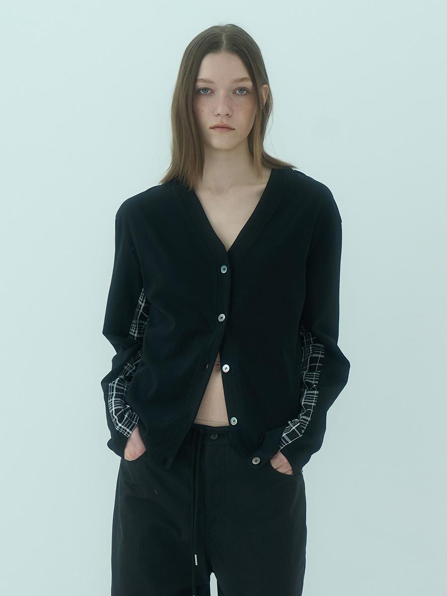 mid check cardigan (black)