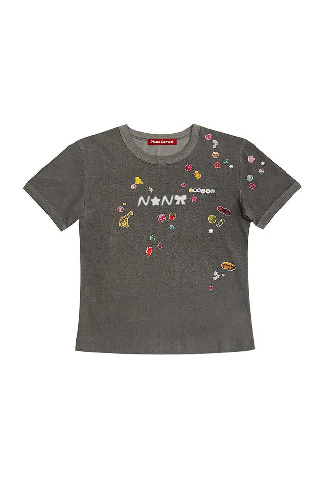 [7/8 예약배송] STICKER PIGMENT T-SHIRT - CHARCOAL