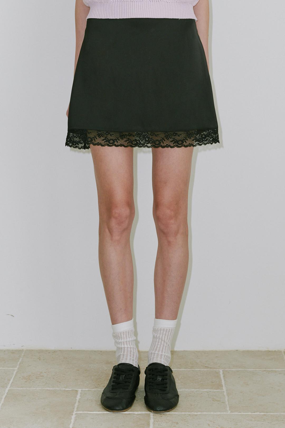 Lace A-line mini Skirt BLACK