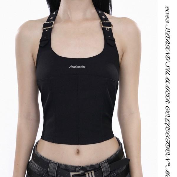 Punk logo embroidered tube top