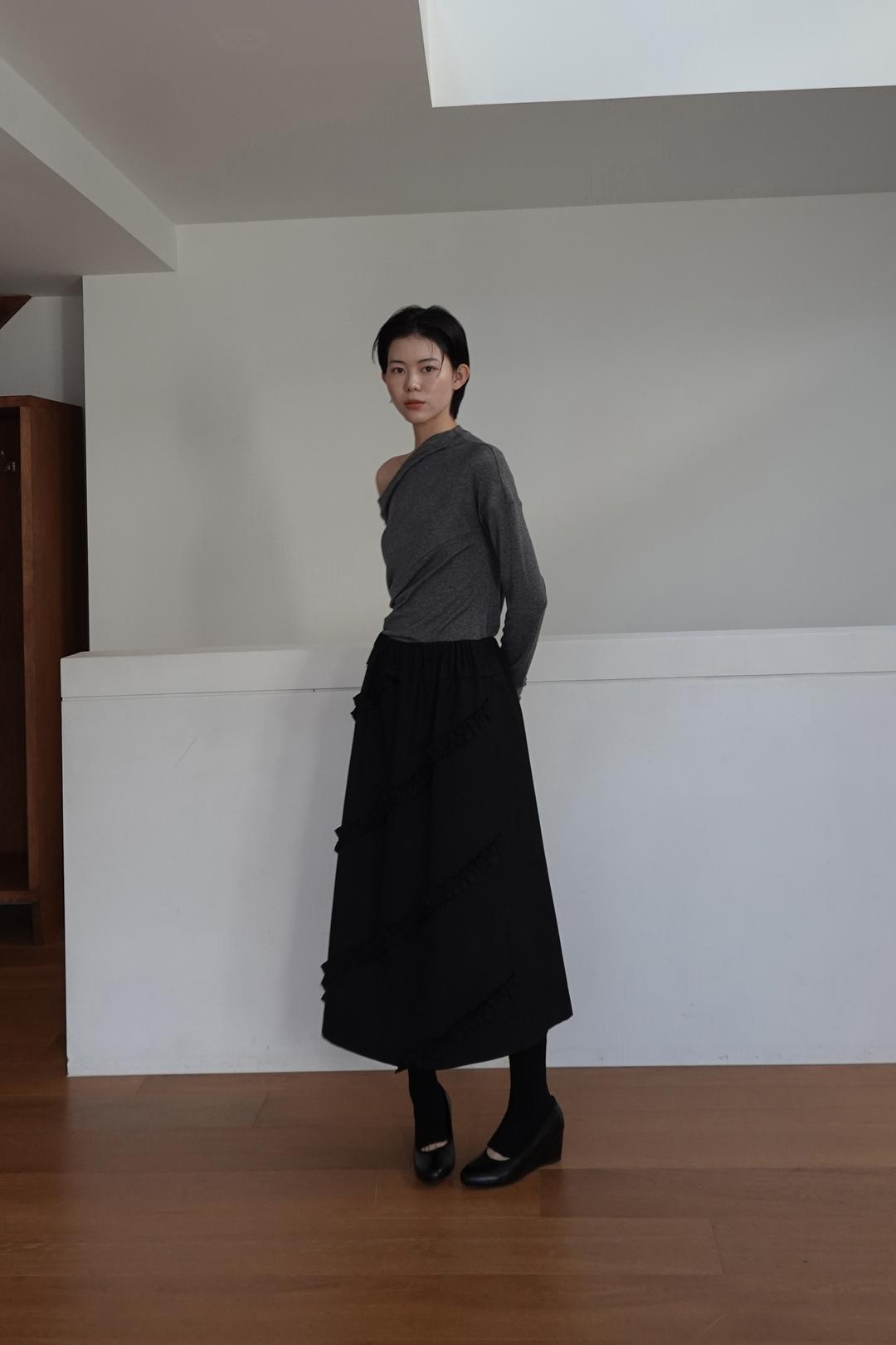 [12월 5일 순차 출고] 울 롱슬리브 탑 - 그레이