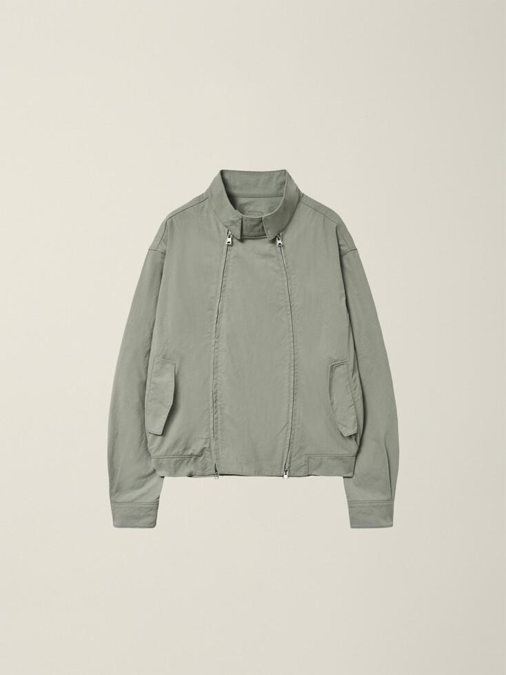 DOUBLE ZIP HARRINGTON JACKET GREYISH GREEN