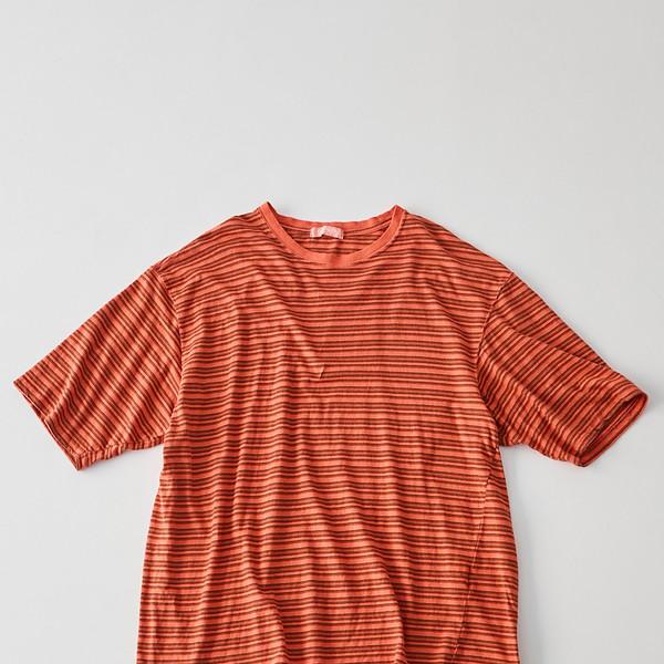 nest Robe CONFECT [네스트로브 컨팩트] - Cotton Linen Multi Stripe Wide Fit T-Shirt - Border C
