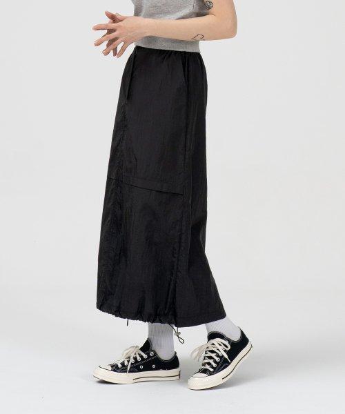 크런치 이지 밴딩 스트링 스커트 (BLACK)