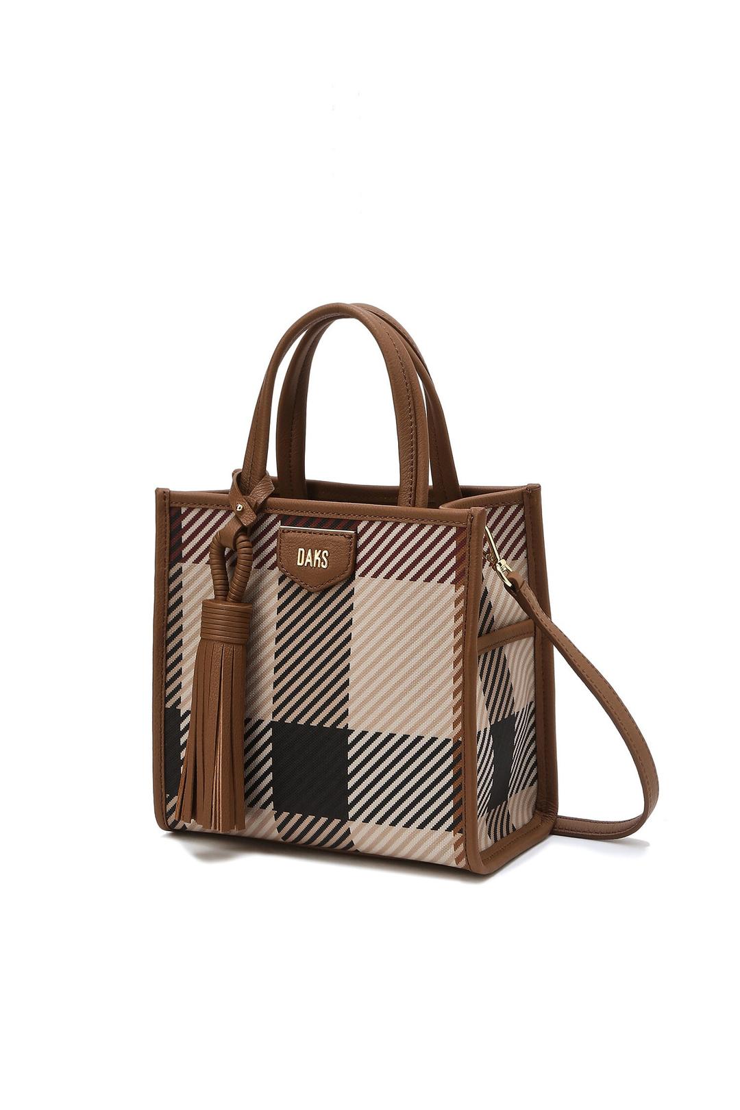 [GREAT HOUSE CHECK PVC] 브라운 빅하우스체크 토트백 S DCBA4E687W2