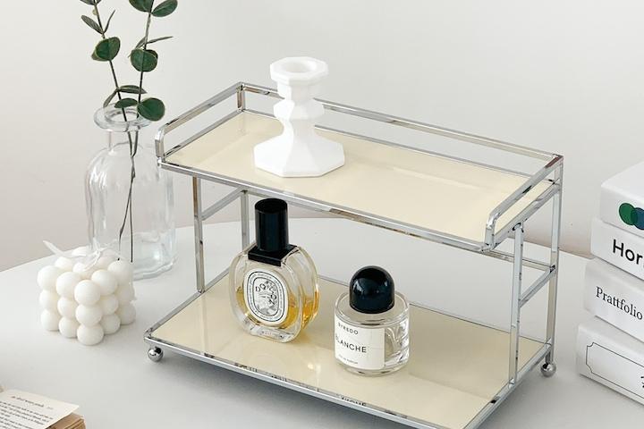크림버터 2단 선반 화장품 향수 보관 화장대
