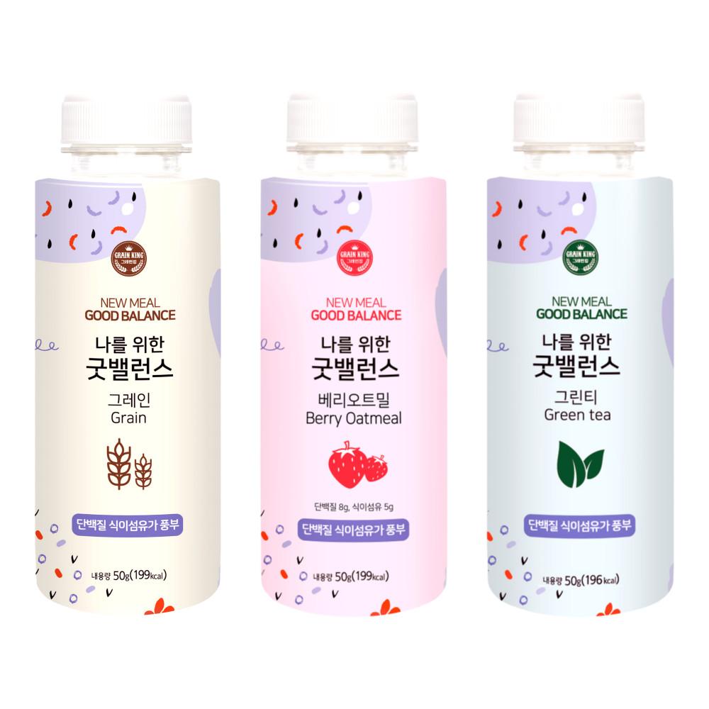 굿밸런스 쉐이크 두리두리 식사대용선식 6개입 그레인 그린티 딸기