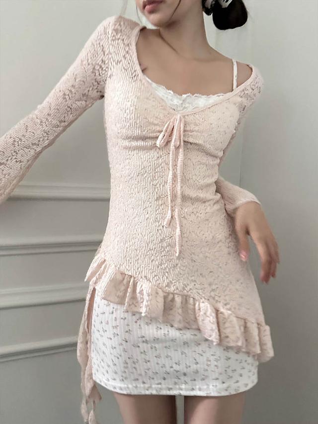 Lace frilly layered dress