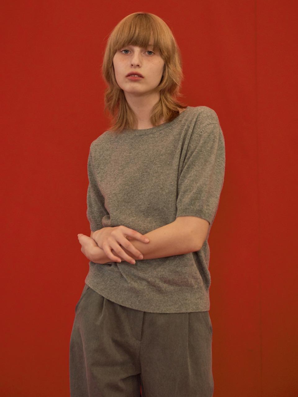 Short Sleeve Wool Knit Gray