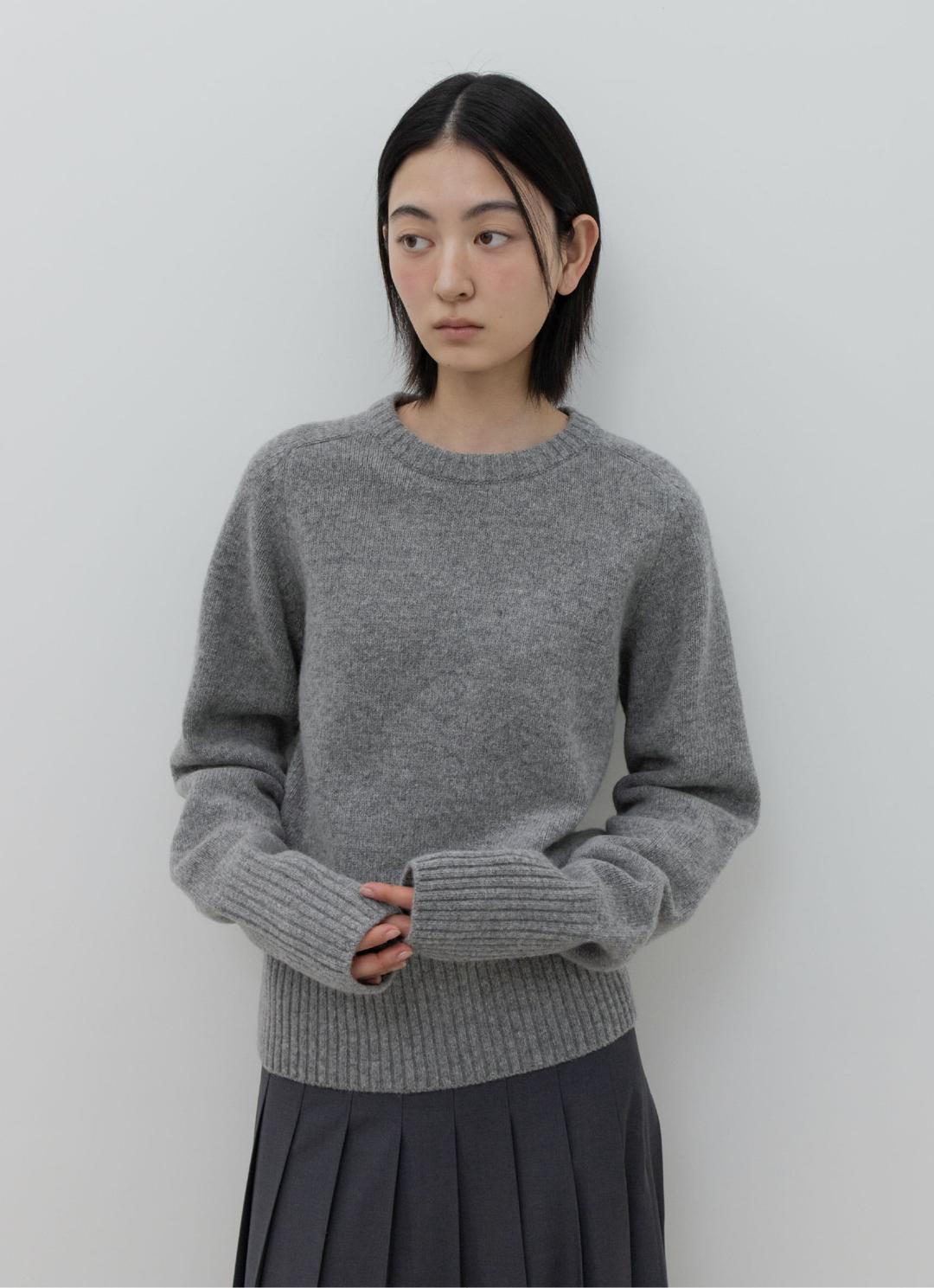 25FW WOOL CREW NECK KNIT / GREY