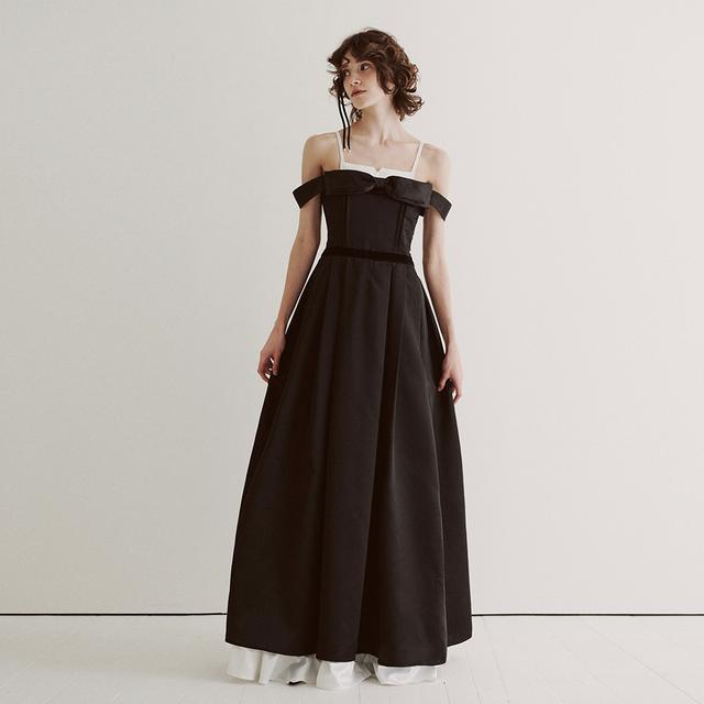 Bridal Double Ribbon Evening Dress_black