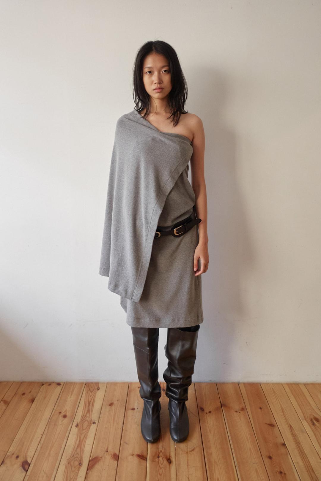 Drape Long Skirt / Gray