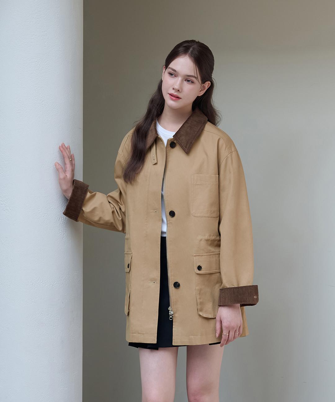 드로우핏우먼 코튼 하프 워크 자켓