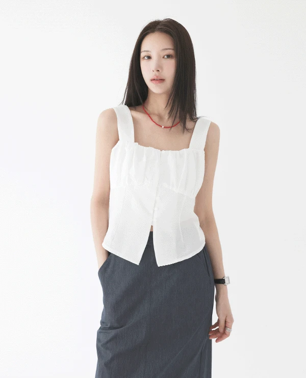 리프 시어서커 스트라이프 나시 블라우스 (3color)