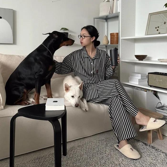 furless pajamas 퍼리스 스트라이프 파자마 (black)